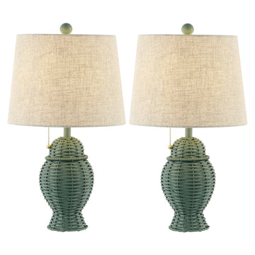 Margie Wicker 20.5" Bohemian Rustic Iron LED Table Lamp - JONATHAN Y